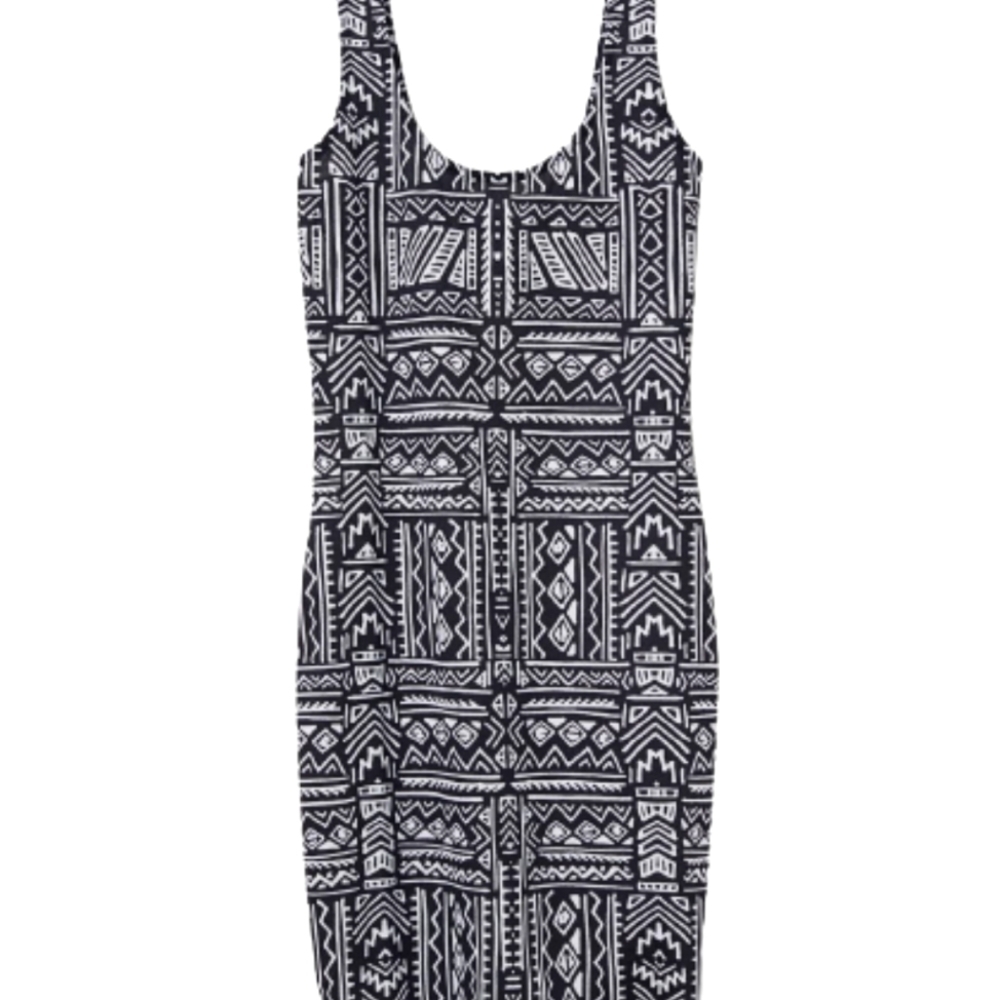 H&M black and white patterned bodycon dress
